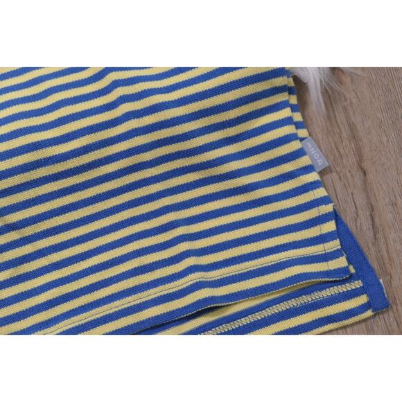 IZOD Striped Men's Large Cotton Polo Shirt w/ Embroidered IZ Logo - Blue Yellow - Picture 6 of 11